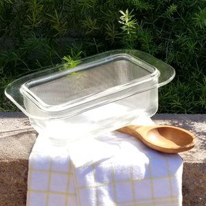 Vintage 1970s Heller Vignelli Ribbed Oven Glass Loaf Pan Bakeware USA Gorgeous!